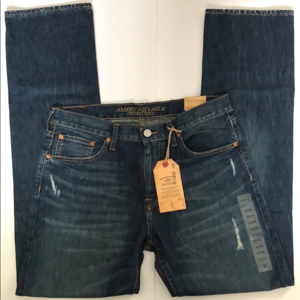Ⓜ️NWT AE Original Straight Distressed Jeans 32/34